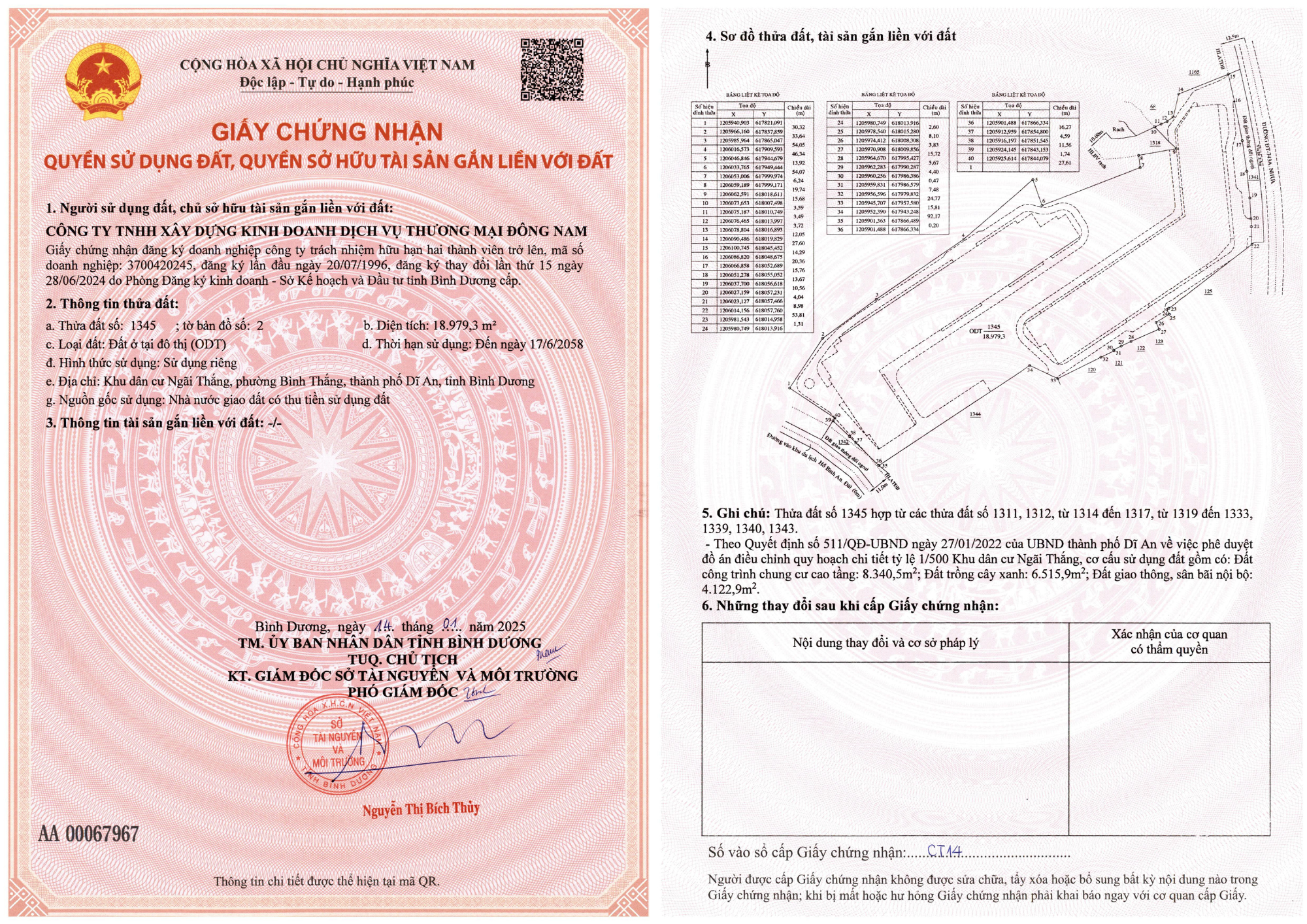 AN GIA (AGG) COMPLETES LAND USE RIGHTS CERTIFICATION FOR THE GIÓ RIVERSIDE